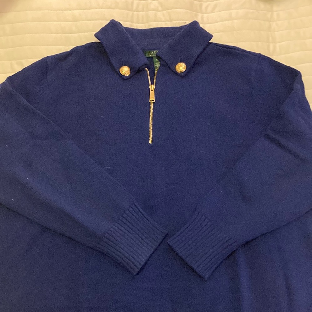Lauren by Ralph Lauren sweater with 1/4 zip and button detail